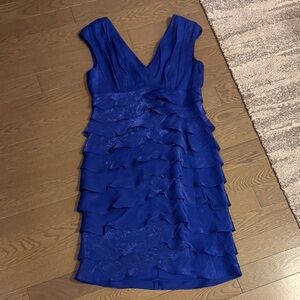 Jessica Royal Blue Ruffle V-Neck Dress